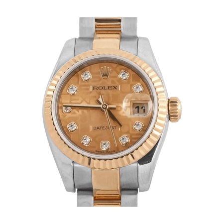 Rolex Lady-Datejust Stainless Steel and Yellow Gold Champagne Diamond Dial 179173