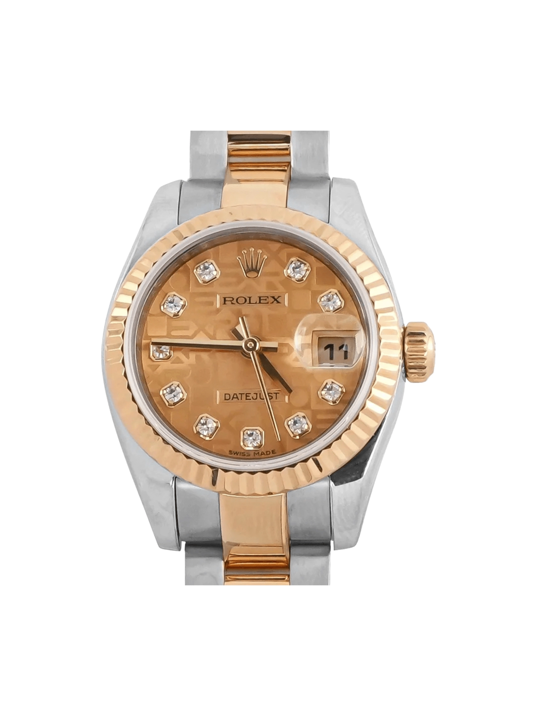 Rolex Lady-Datejust Stainless Steel and Yellow Gold Champagne Diamond Dial 179173
