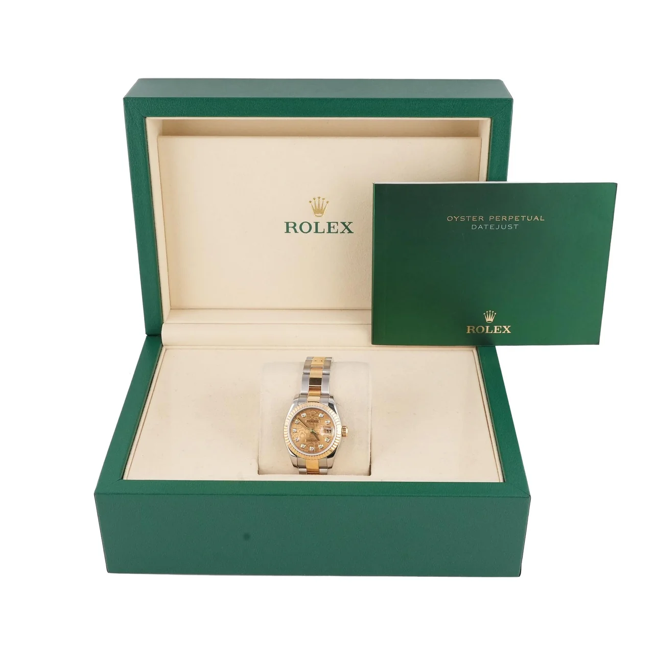 Rolex Lady-Datejust Stainless Steel and Yellow Gold Champagne Diamond Dial 179173