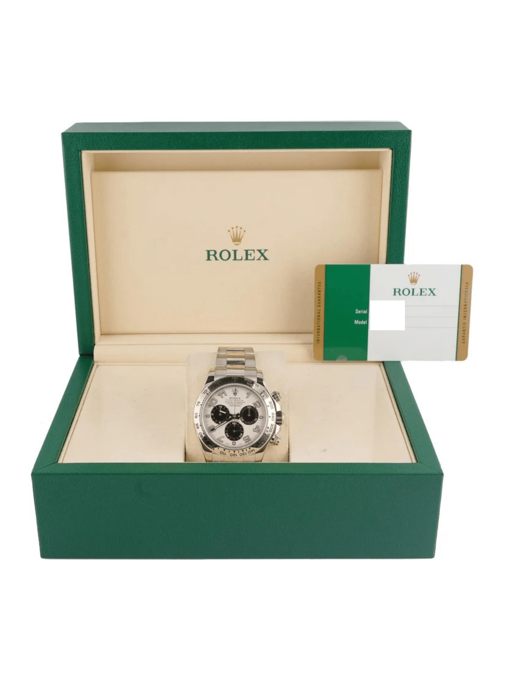 Rolex Daytona Cosmograph White Gold White Arabic Dial 116509