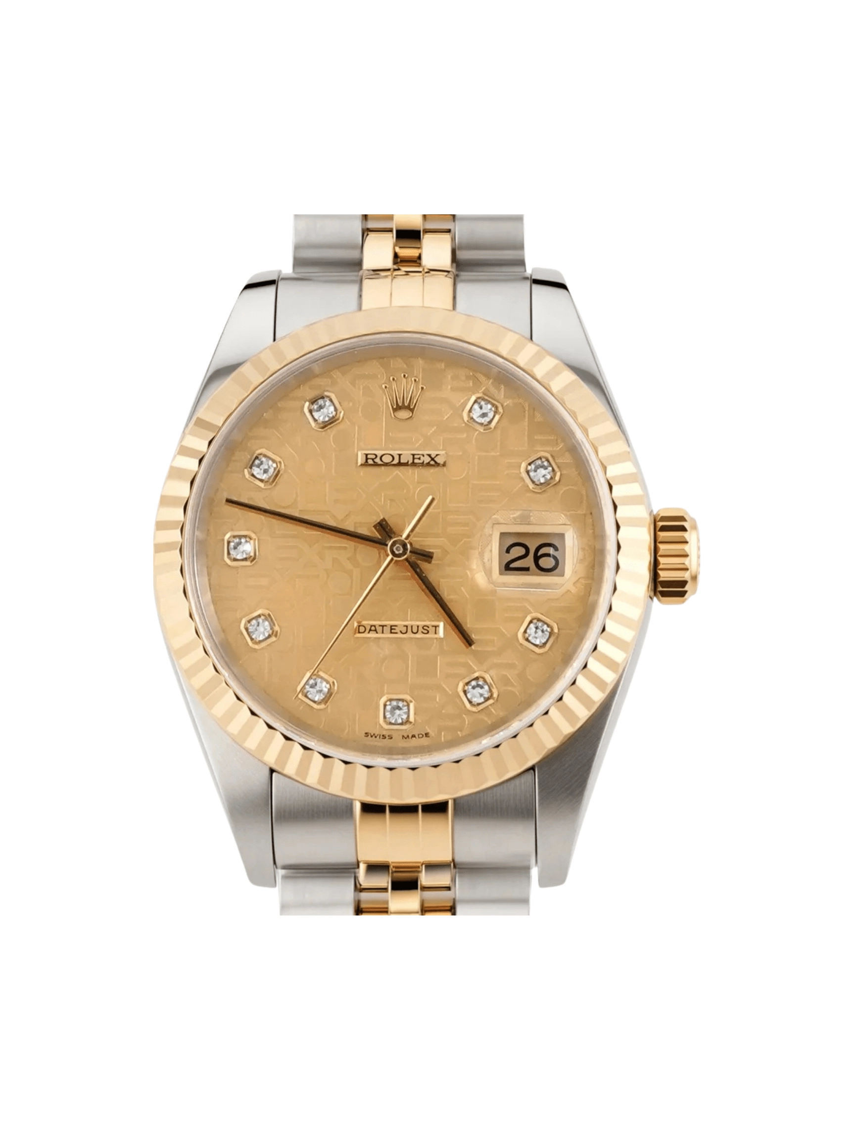 Rolex Datejust Stainless Steel and Yellow Gold Champagne Diamond Dial 16233