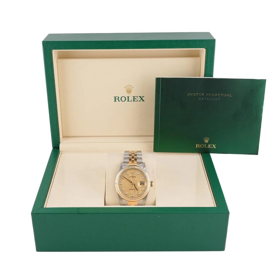 Rolex Datejust Stainless Steel and Yellow Gold Champagne Diamond Dial 16233