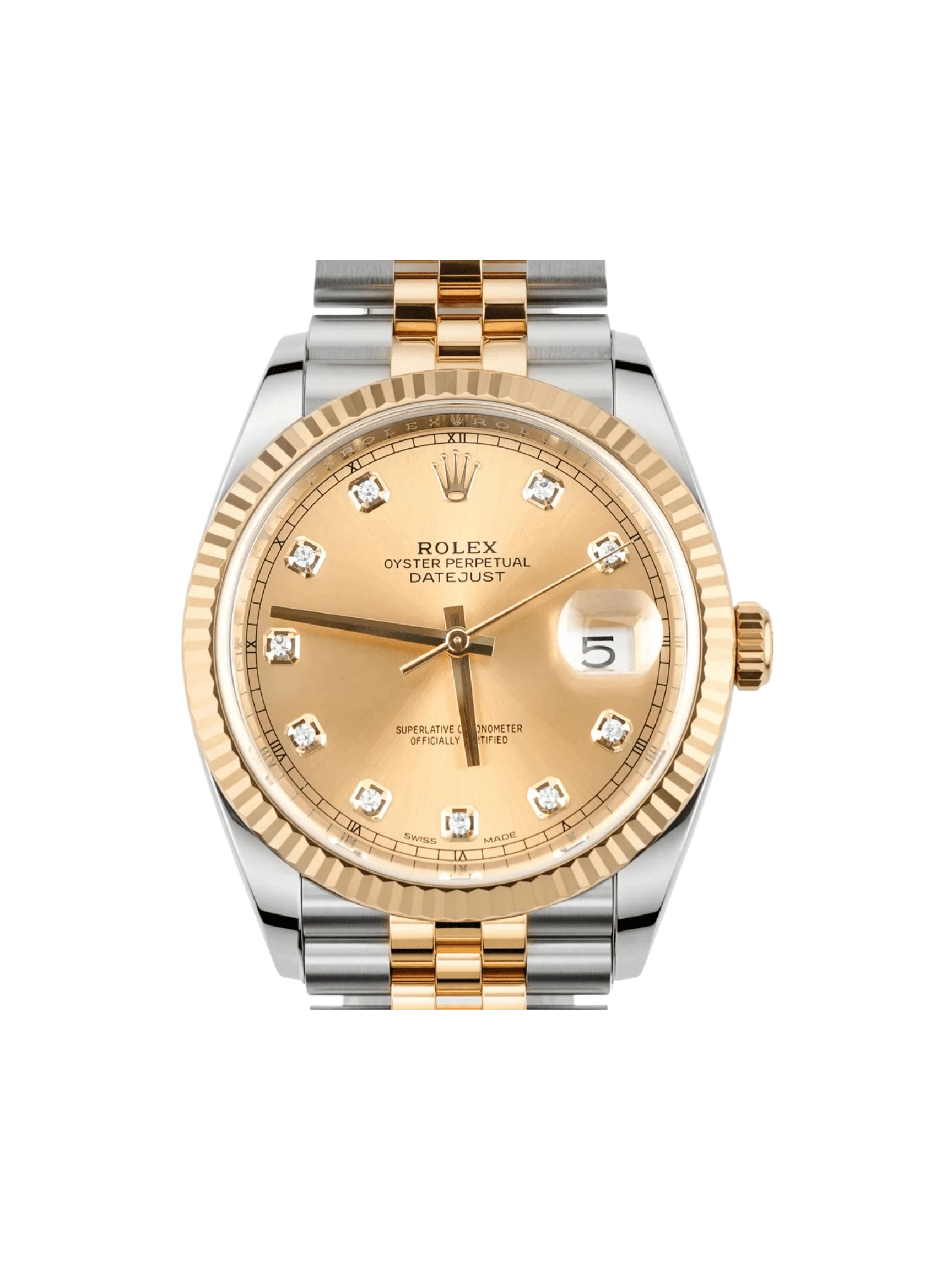 Rolex Datejust Stainless Steel and Yellow Gold Champagne Diamond Dial 126333