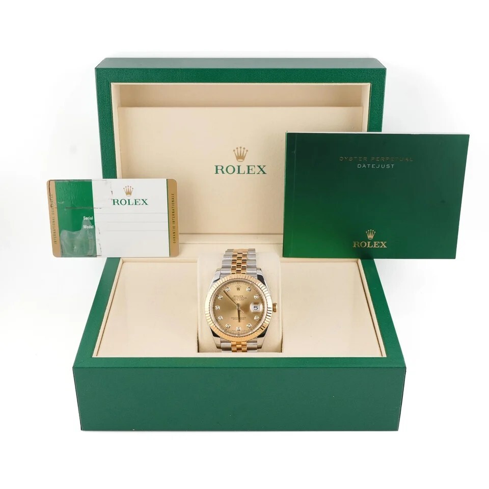 Rolex Datejust Stainless Steel and Yellow Gold Champagne Diamond Dial 126333