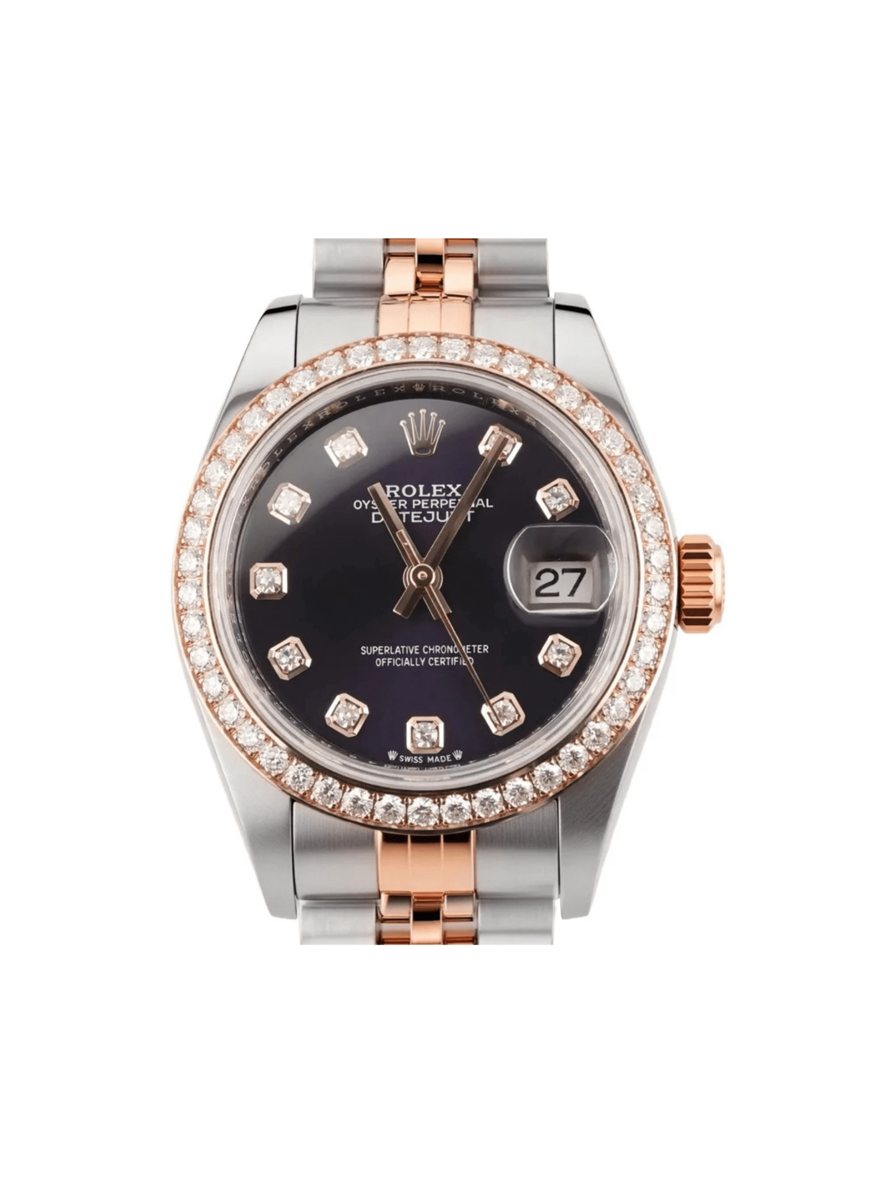 Rolex Lady-Datejust Stainless Steel and Rose Gold Aubergine Diamond Dial 279381RBR