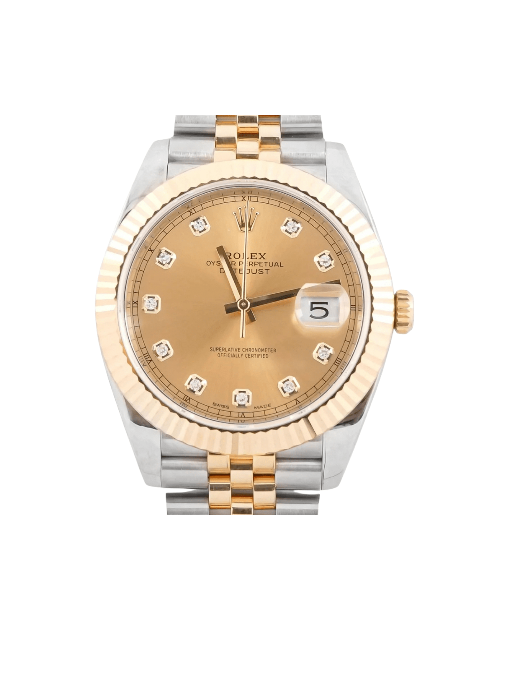 Rolex Datejust Stainless Steel and Yellow Gold Champagne Diamond Dial 126333