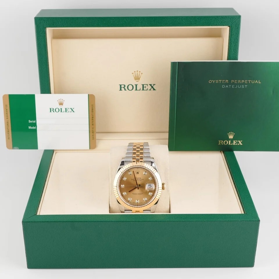 Rolex Datejust Stainless Steel and Yellow Gold Champagne Diamond Dial 126333