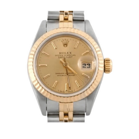 Rolex Lady-Datejust Stainless Steel and Yellow Gold Champagne Stick Dial 69173