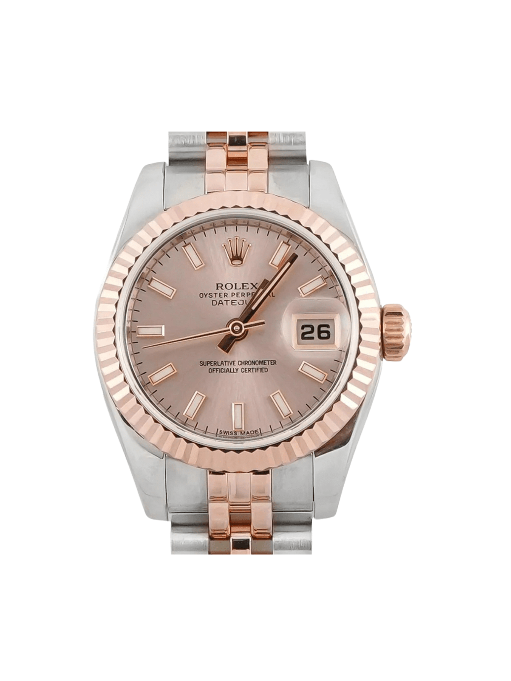 Rolex Lady-Datejust Stainless Steel and Rose Gold Pink Stick Dial 179171