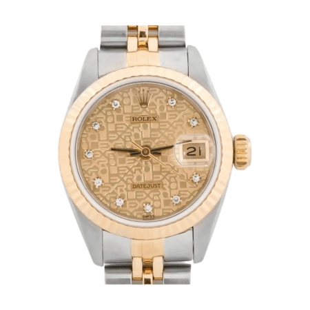 Rolex Lady-Datejust Stainless Steel and Yellow Gold Champagne Diamond Dial 69173