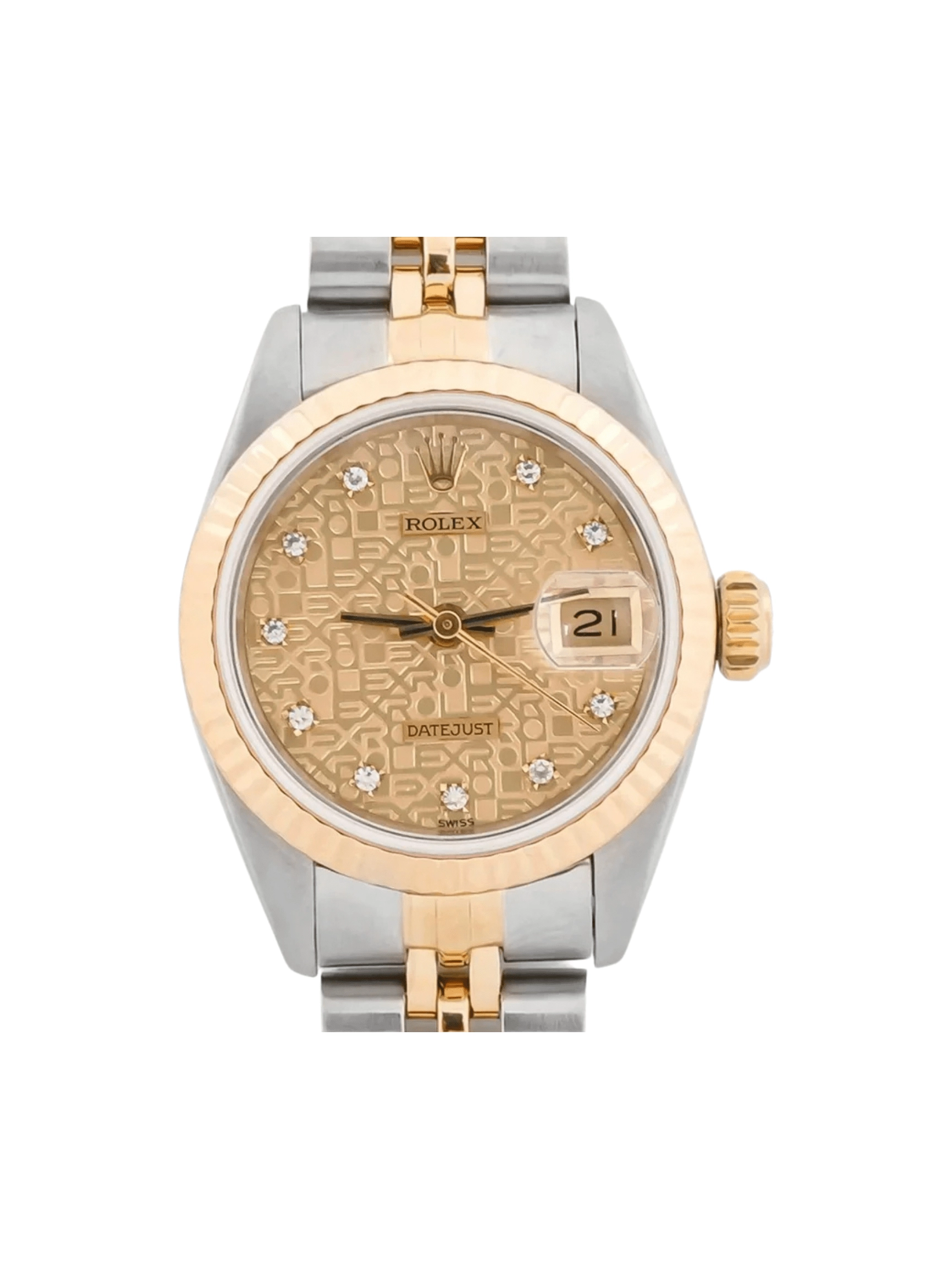 Rolex Lady-Datejust Stainless Steel and Yellow Gold Champagne Diamond Dial 69173