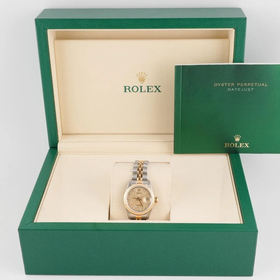 Rolex Lady-Datejust Stainless Steel and Yellow Gold Champagne Diamond Dial 69173
