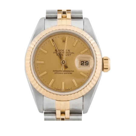 Rolex Lady-Datejust Stainless Steel and Yellow Gold Champagne Stick Dial 69173