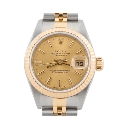Rolex Lady-Datejust Stainless Steel and Yellow Gold Champagne Stick Dial 79173