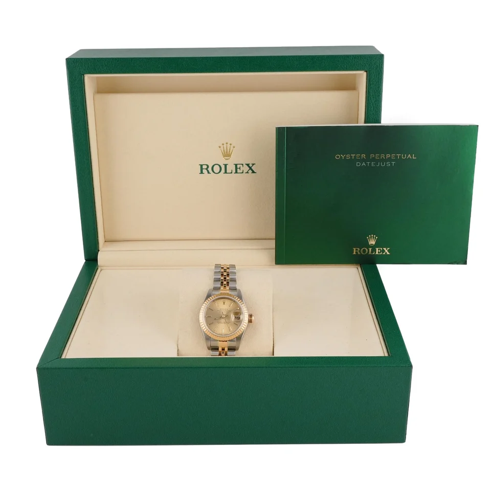 Rolex Lady-Datejust Stainless Steel and Yellow Gold Champagne Stick Dial 79173