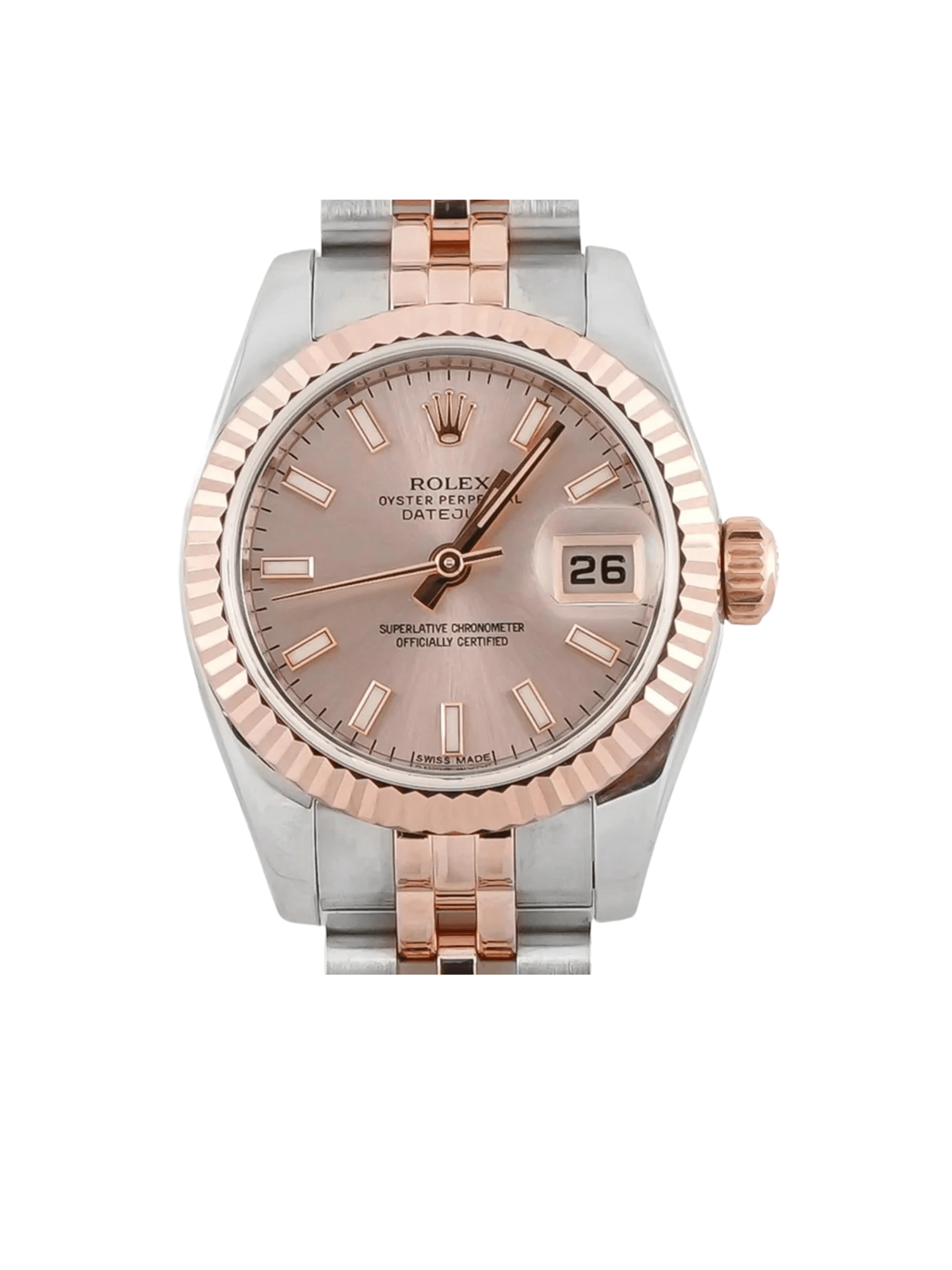Rolex Lady-Datejust Stainless Steel and Rose Gold Pink Stick Dial 179171
