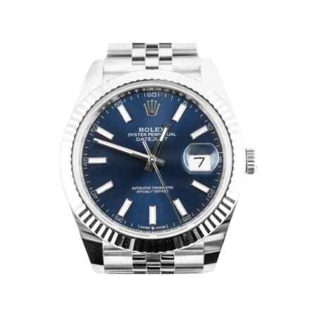 Rolex Datejust Stainless Steel and White Gold Blue Stick Dial 126334