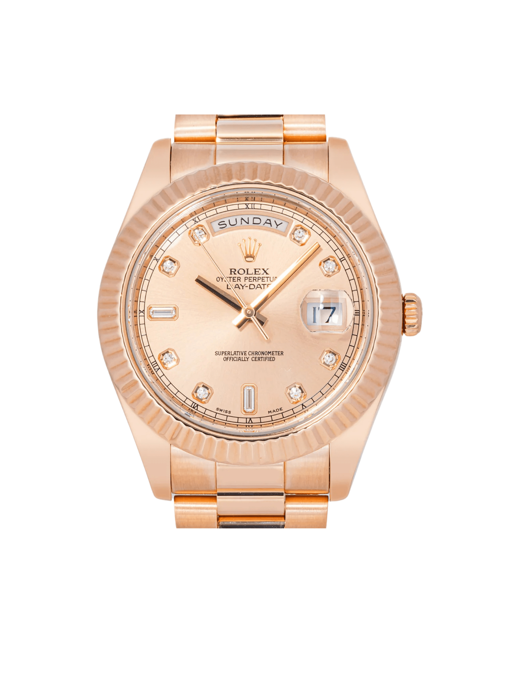 Rolex Day-Date II Rose Gold Sundust Diamond Dial 218235