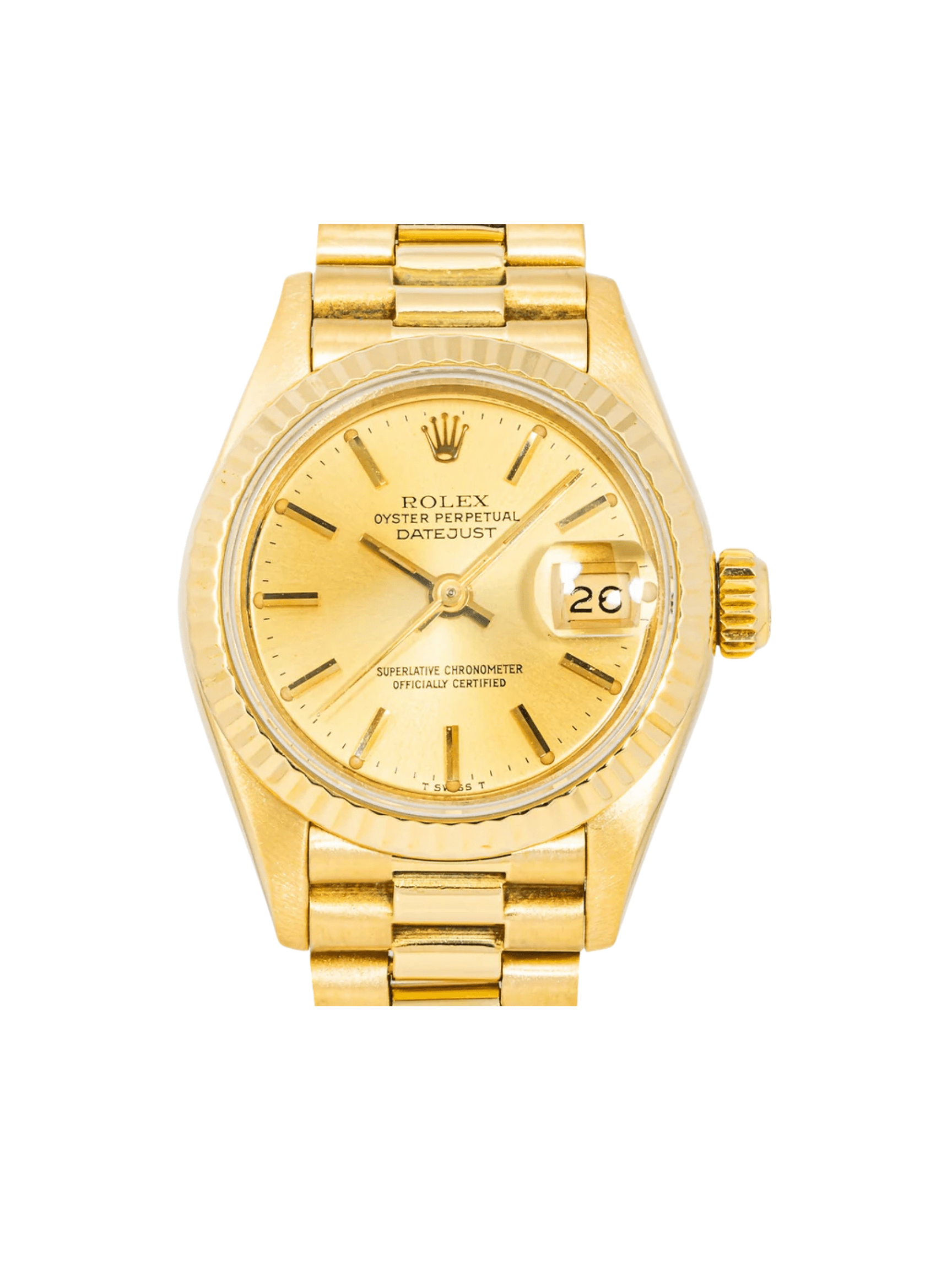 Rolex Lady-Datejust Yellow Gold Champagne Stick Dial 69178
