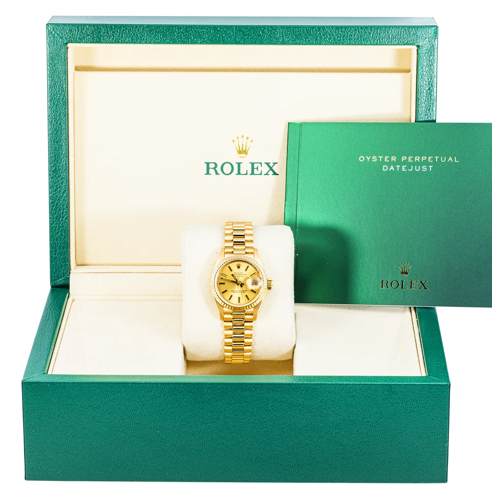 Rolex Lady-Datejust Yellow Gold Champagne Stick Dial 69178