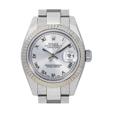 Rolex Lady-Datejust Stainless Steel and White Gold Rhodium Roman Dial 179174
