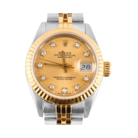 Rolex Lady-Datejust Stainless Steel and Yellow Gold Champagne Diamond Dial 69173