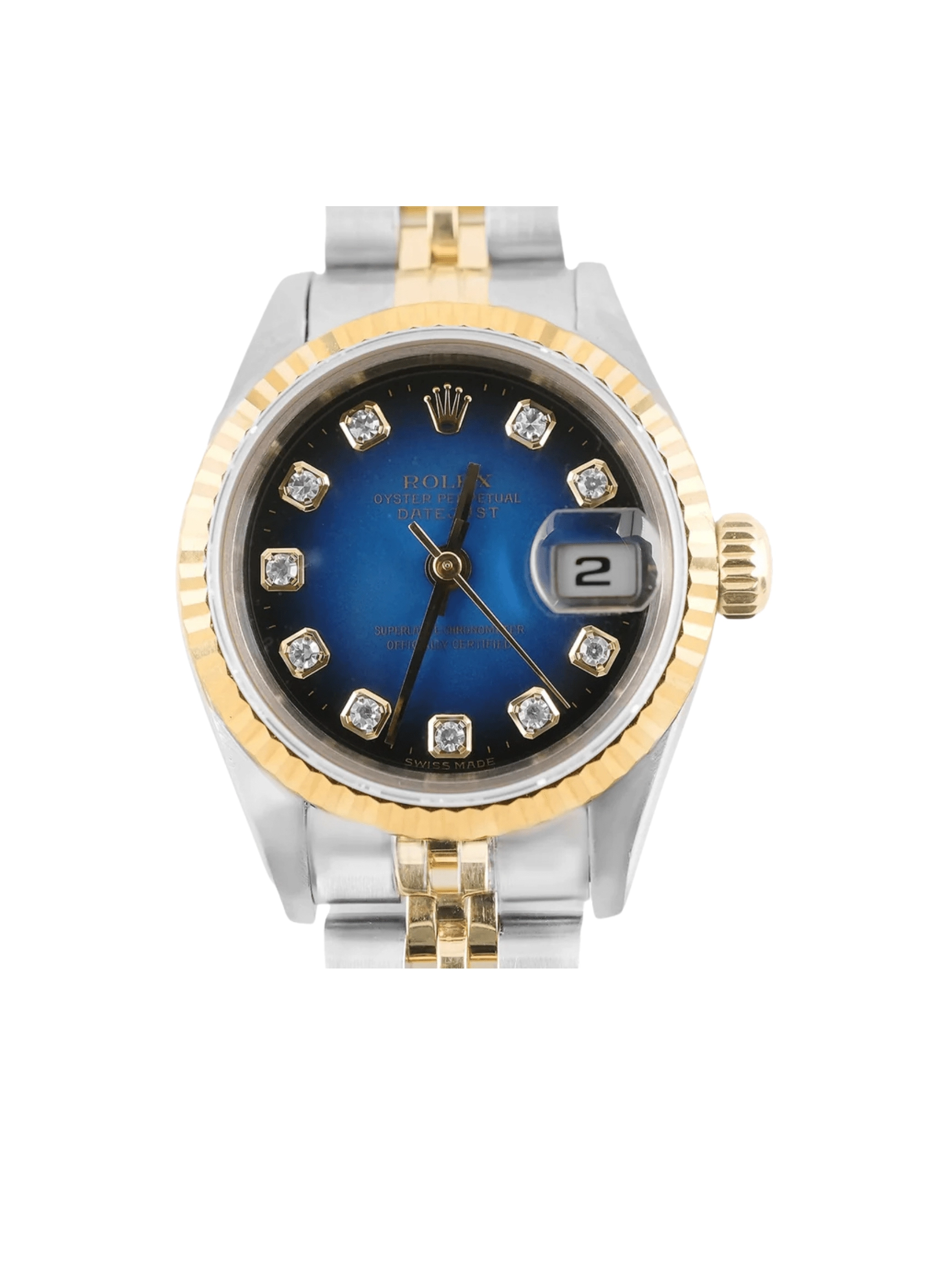 Rolex Lady-Datejust Stainless Steel and Yellow Gold Blue Vingrette Diamond Dial 69173