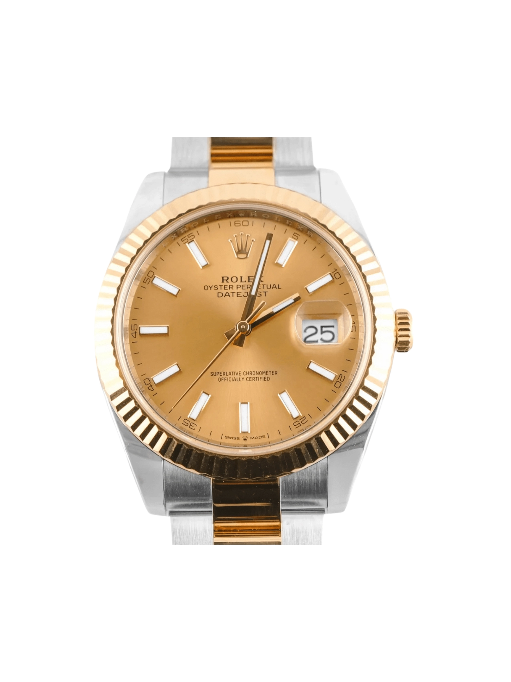 Rolex Datejust Stainless Steel and Yellow Gold Champagne Stick Dial 126333