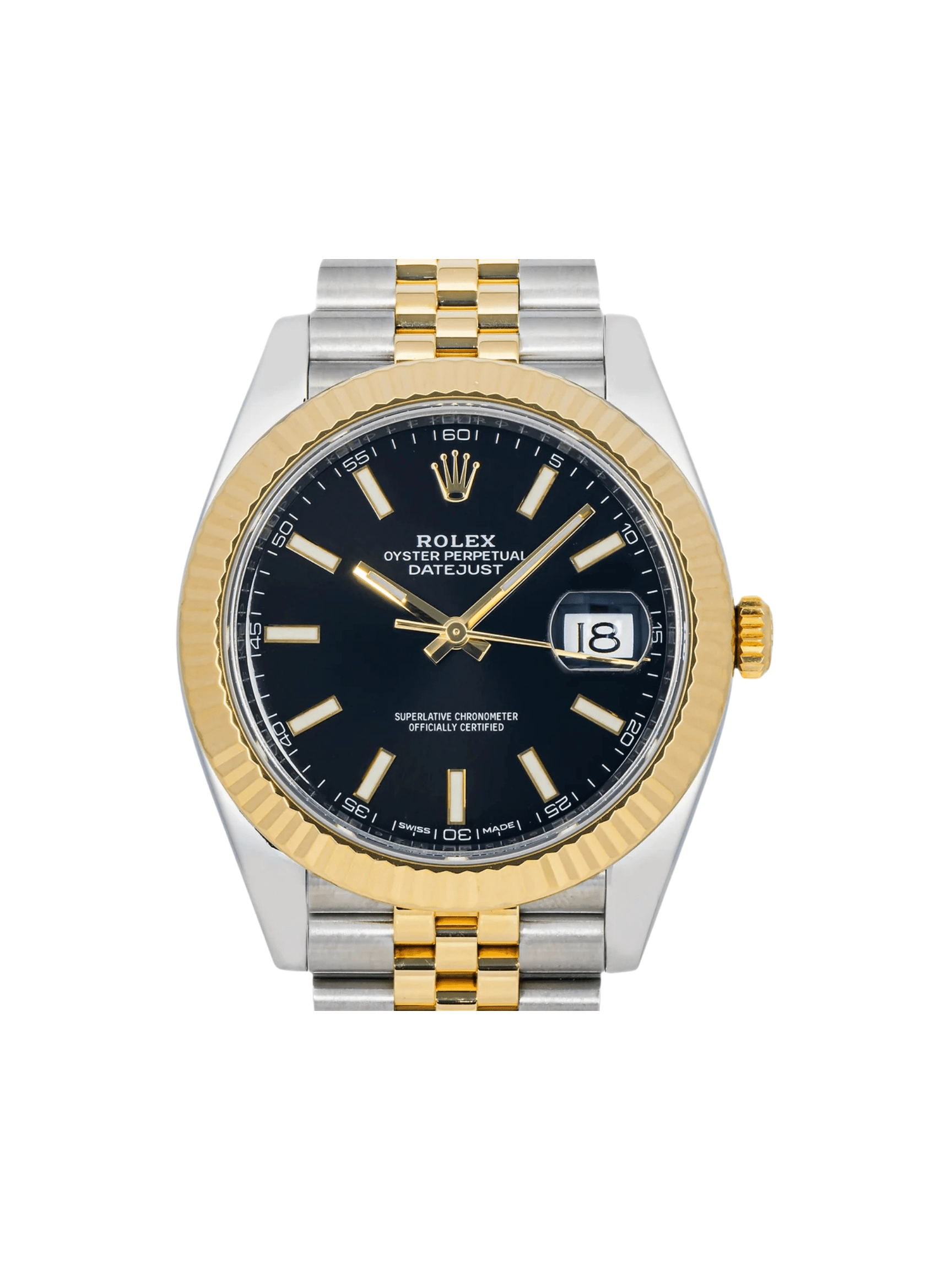 Rolex Datejust Stainless Steel and Yellow Gold Black Stick Dial 126333