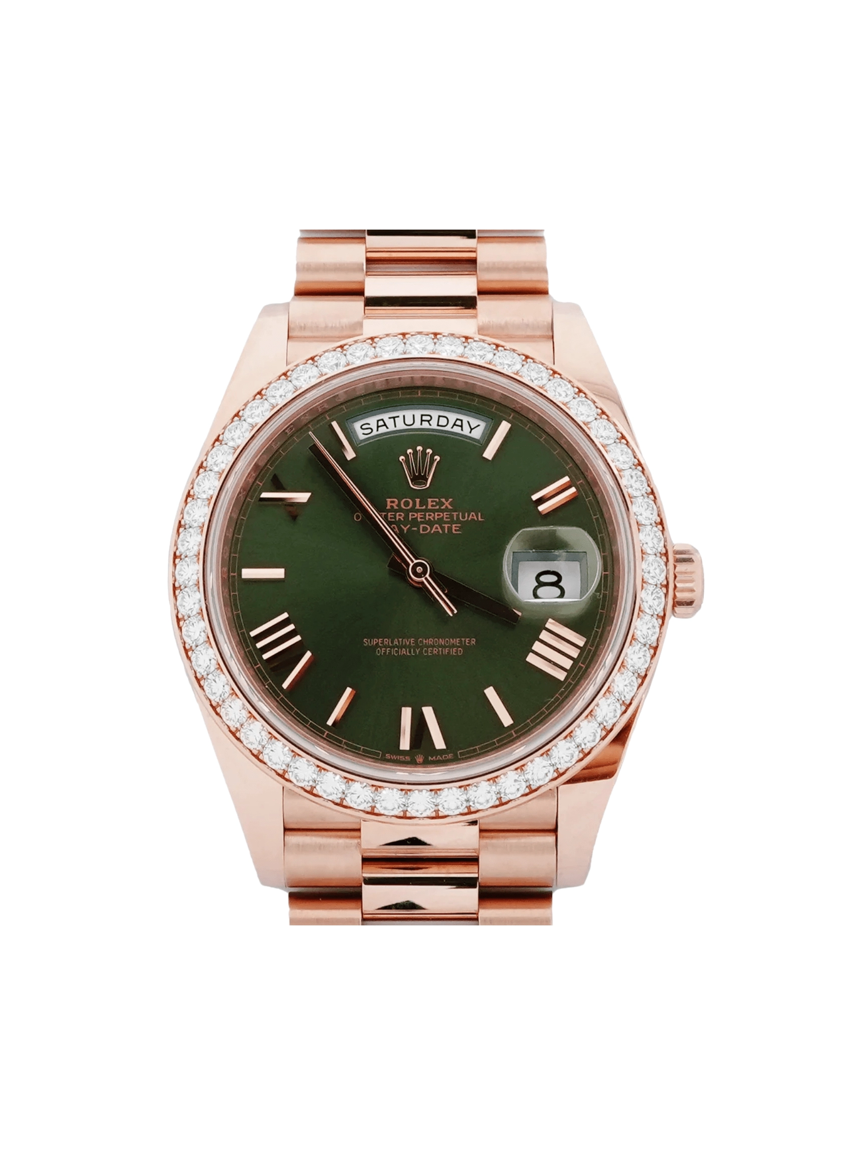 Rolex Day-Date Rose Gold Olive Roman Dial 228345RBR