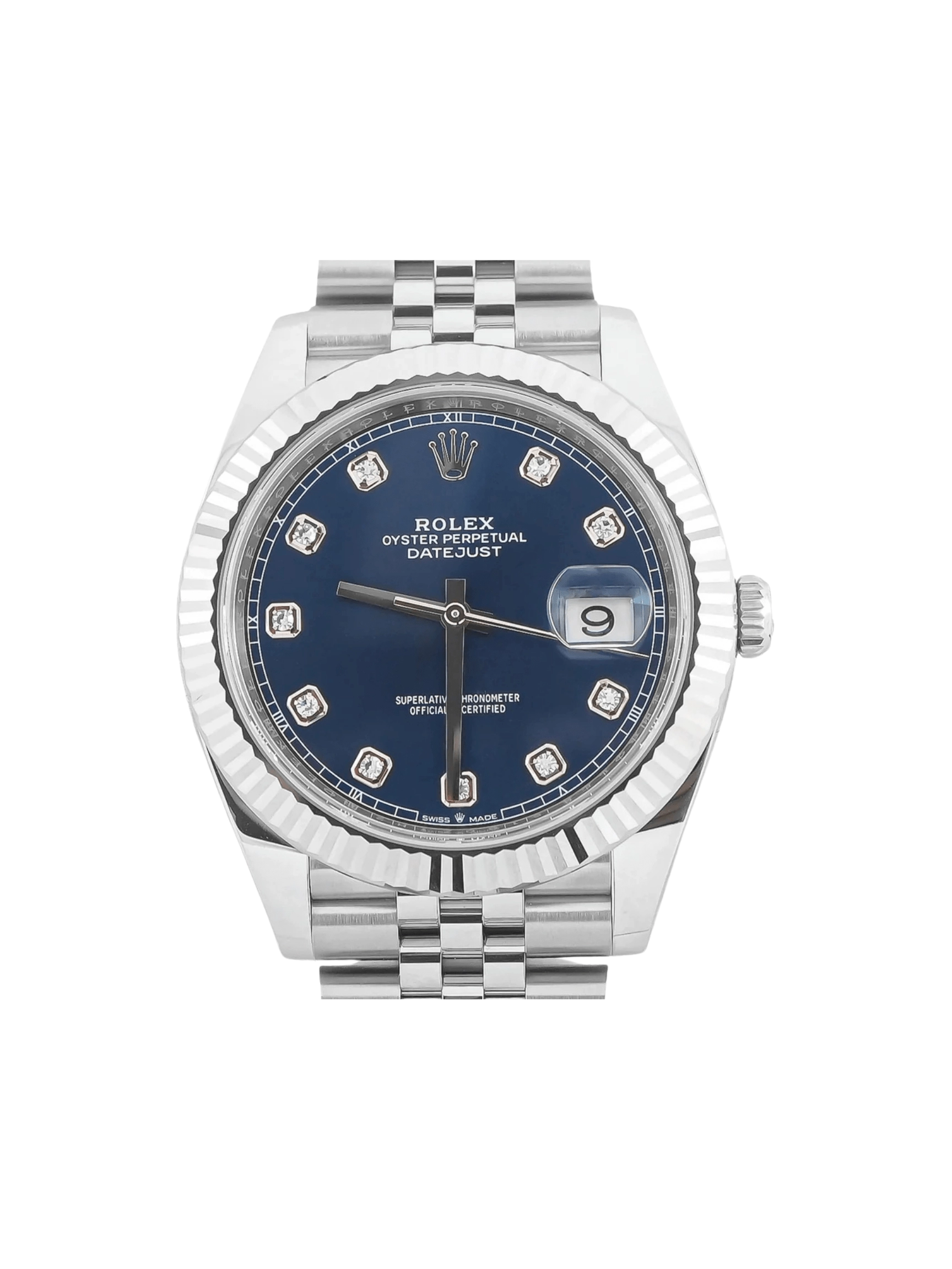 Rolex Datejust Stainless Steel and White Gold Blue Diamond Dial 126334