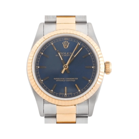 Rolex Datejust Stainless Steel and Yellow Gold Blue Stick Dial 77513