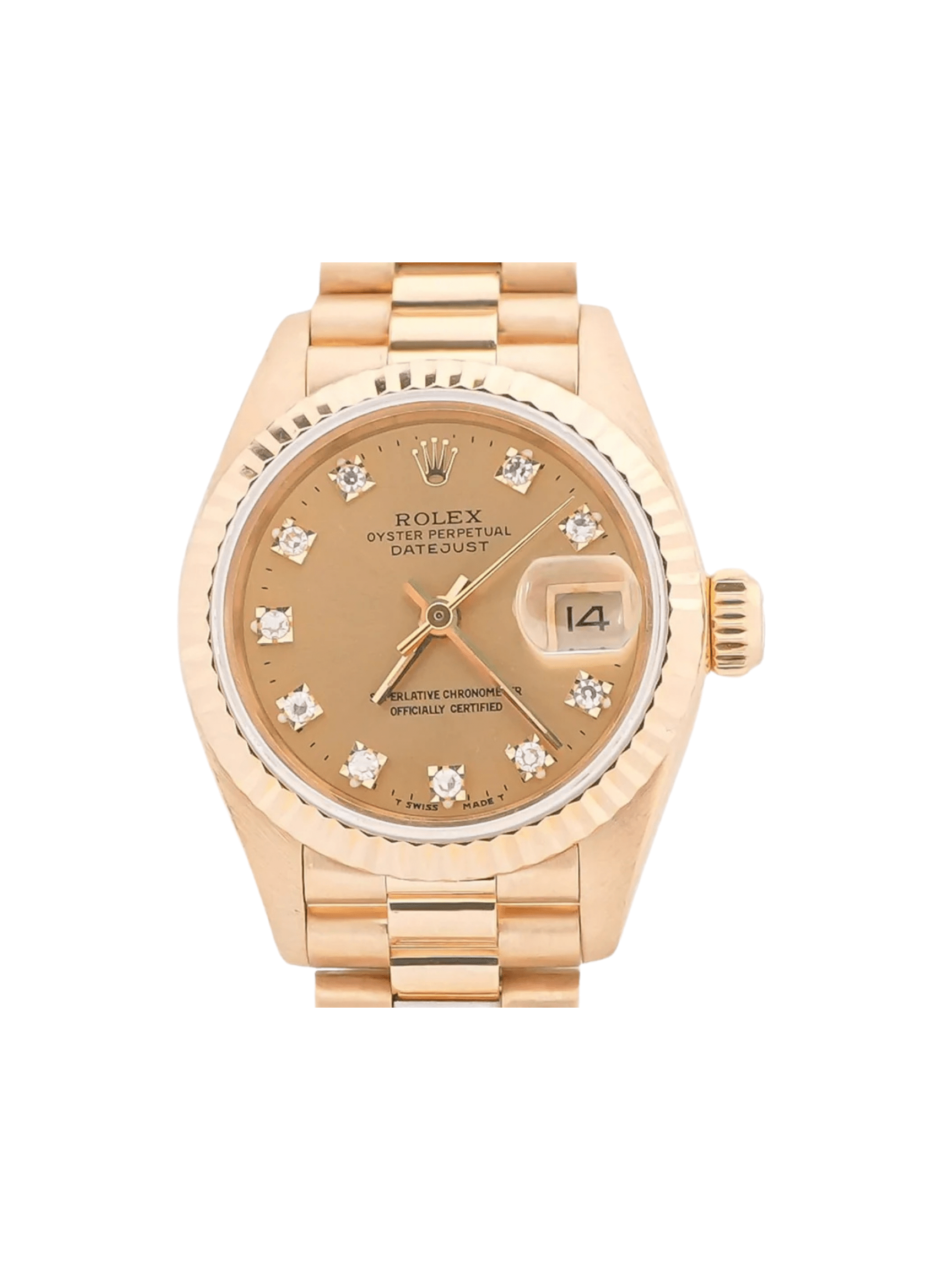 Rolex Lady-Datejust Yellow Gold Champagne Diamond Dial 69178