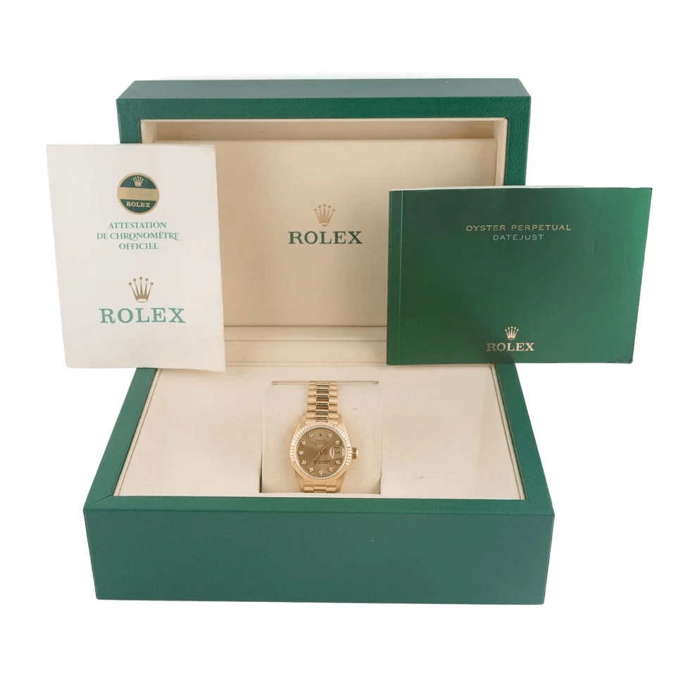Rolex Lady-Datejust Yellow Gold Champagne Diamond Dial 69178