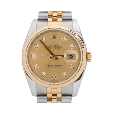 Rolex Datejust Stainless Steel and Yellow Gold Champagne Diamond Dial 116233