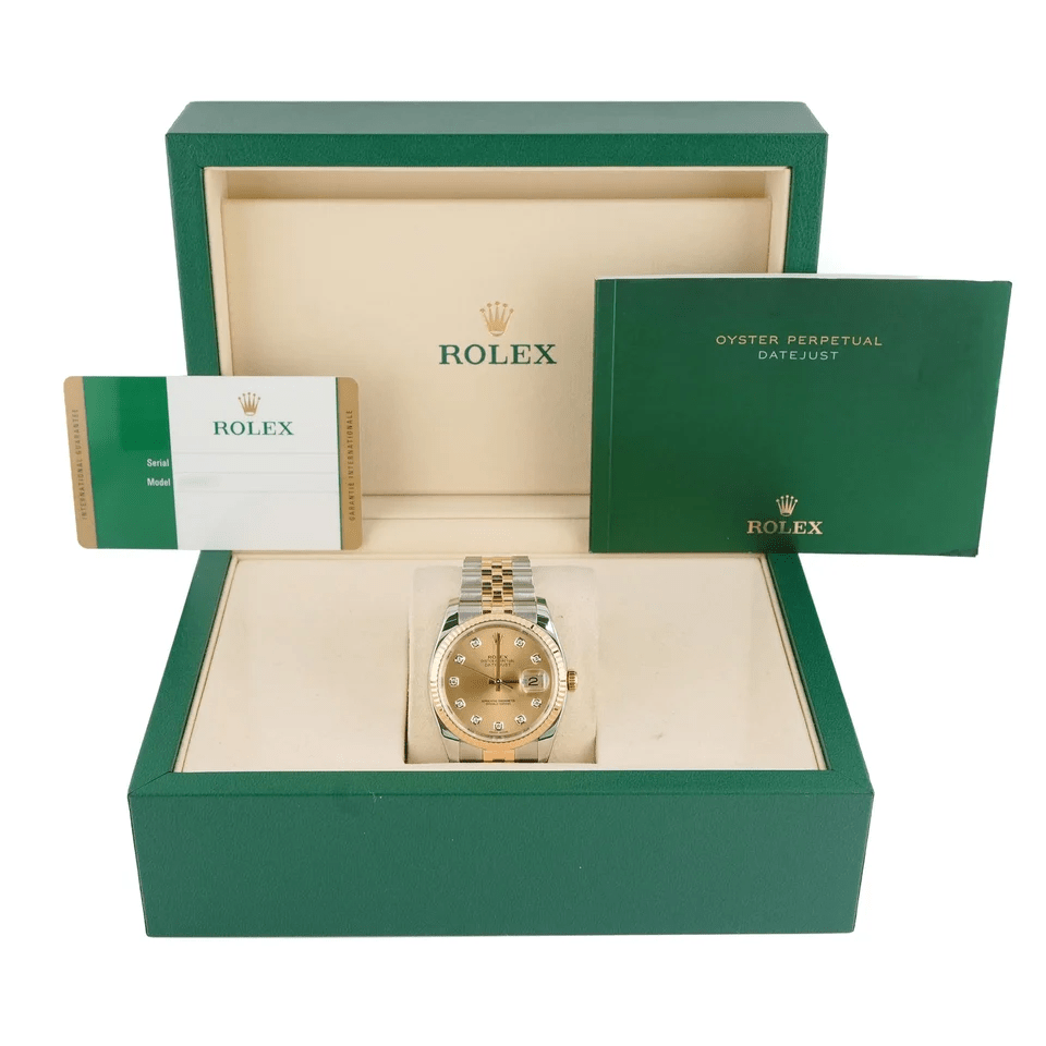 Rolex Datejust Stainless Steel and Yellow Gold Champagne Diamond Dial 116233