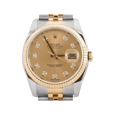 Rolex Datejust Stainless Steel and Yellow Gold Champagne Diamond Dial 116233