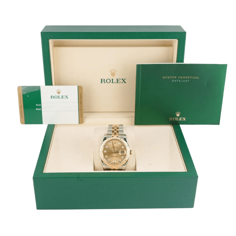 Rolex Datejust Stainless Steel and Yellow Gold Champagne Diamond Dial 116233