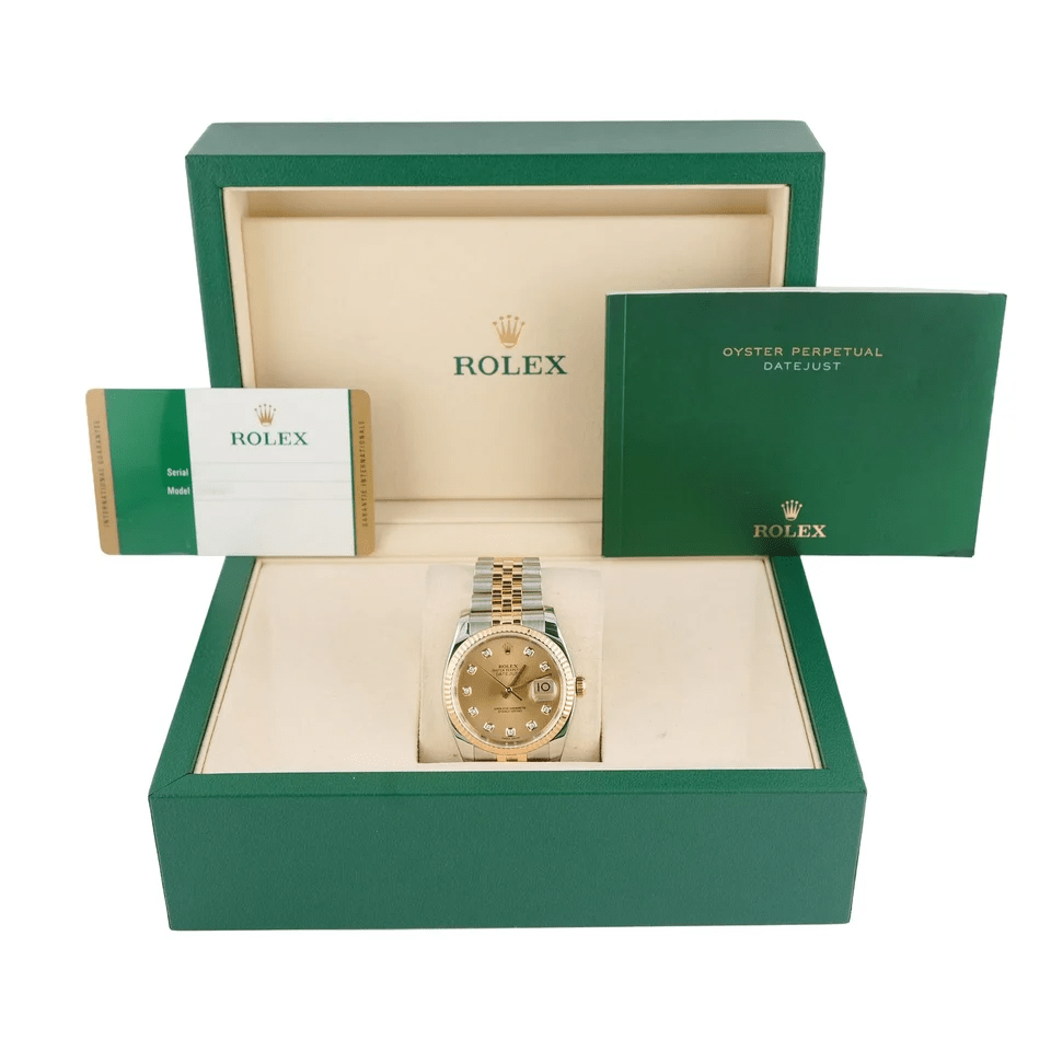Rolex Datejust Stainless Steel and Yellow Gold Champagne Diamond Dial 116233