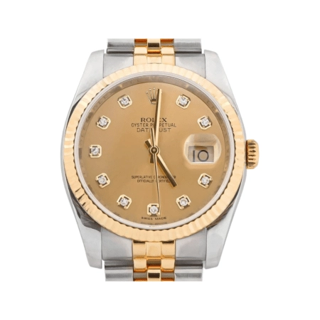 Rolex Datejust Stainless Steel and Yellow Gold Champagne Diamond Dial 116233