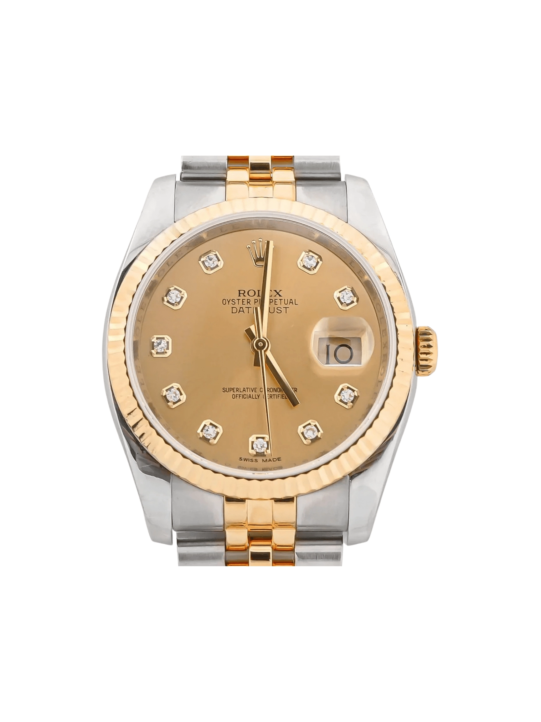 Rolex Datejust Stainless Steel and Yellow Gold Champagne Diamond Dial 116233