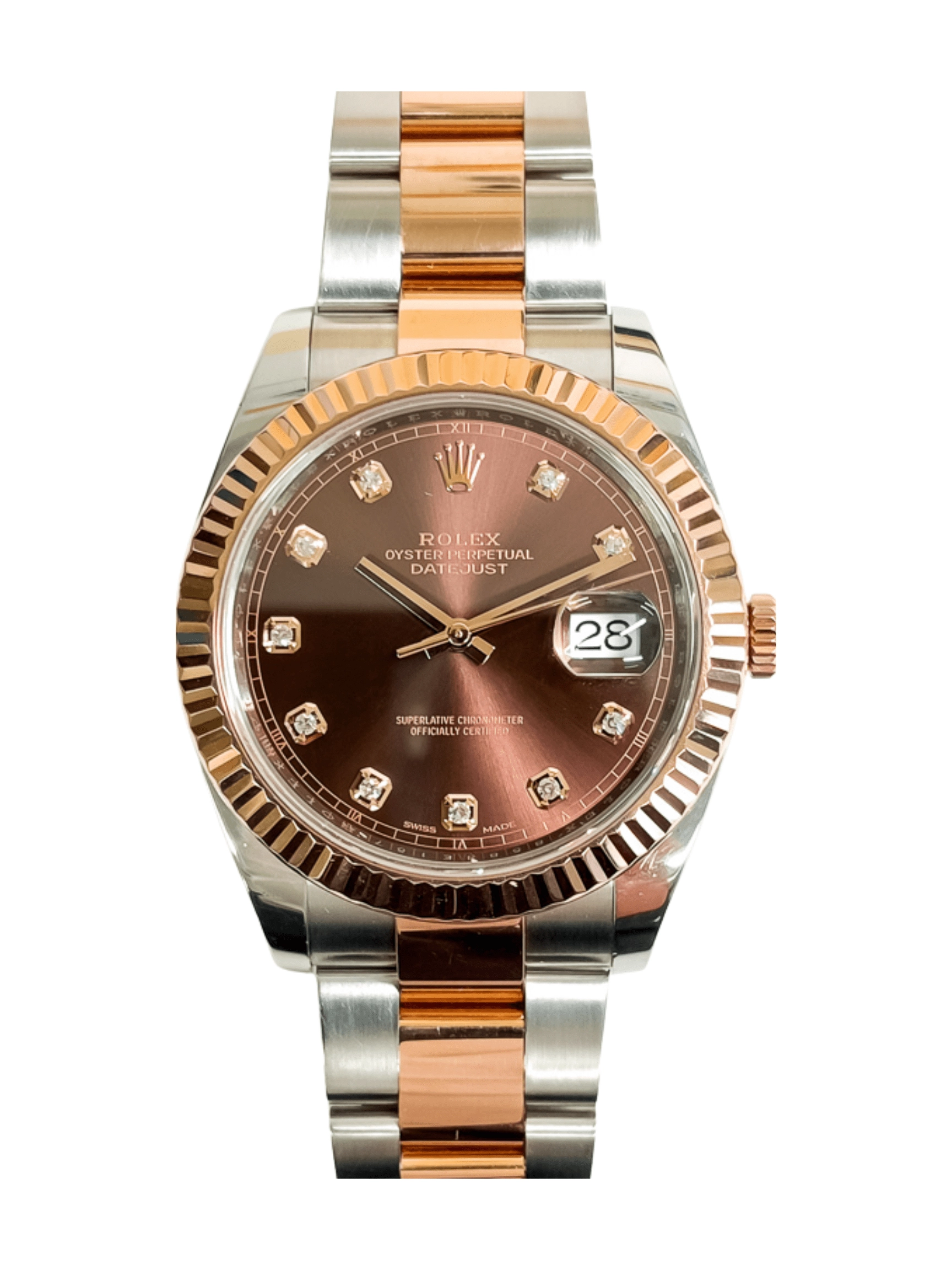 Rolex Datejust 41 Gold/Steel Chocolate Diamond Dial 126331 Bracelet
