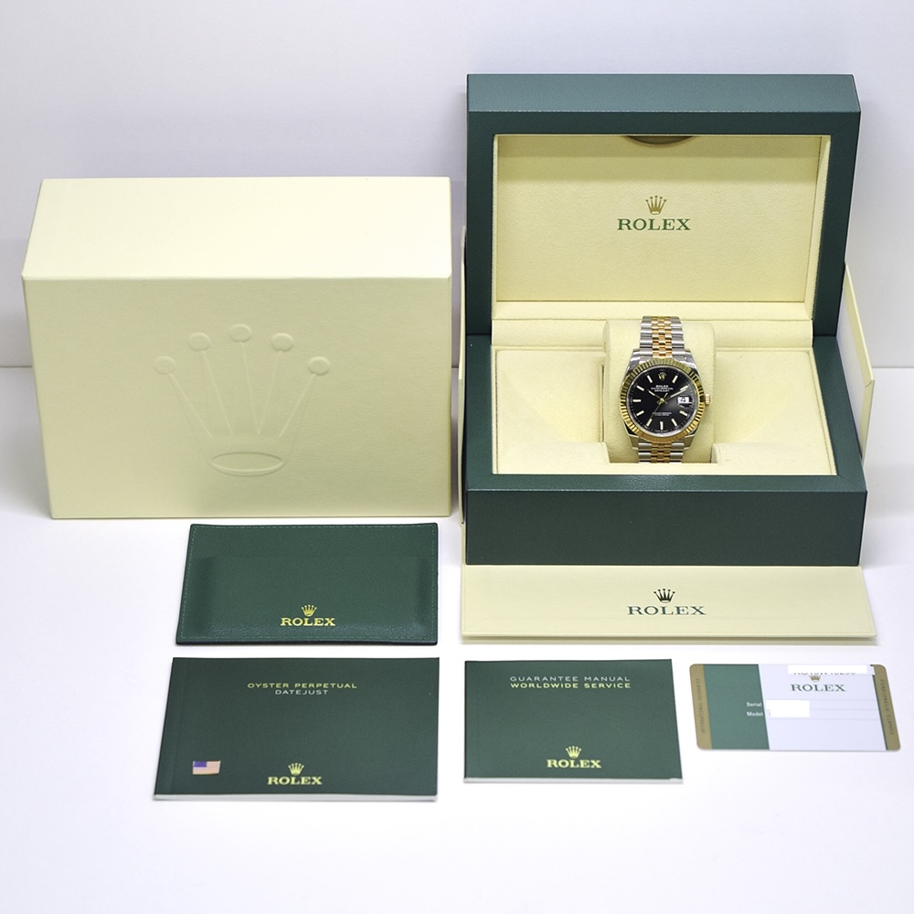 Rolex Datejust 41 Yellow Gold and Steel Black Stick Dial 126333