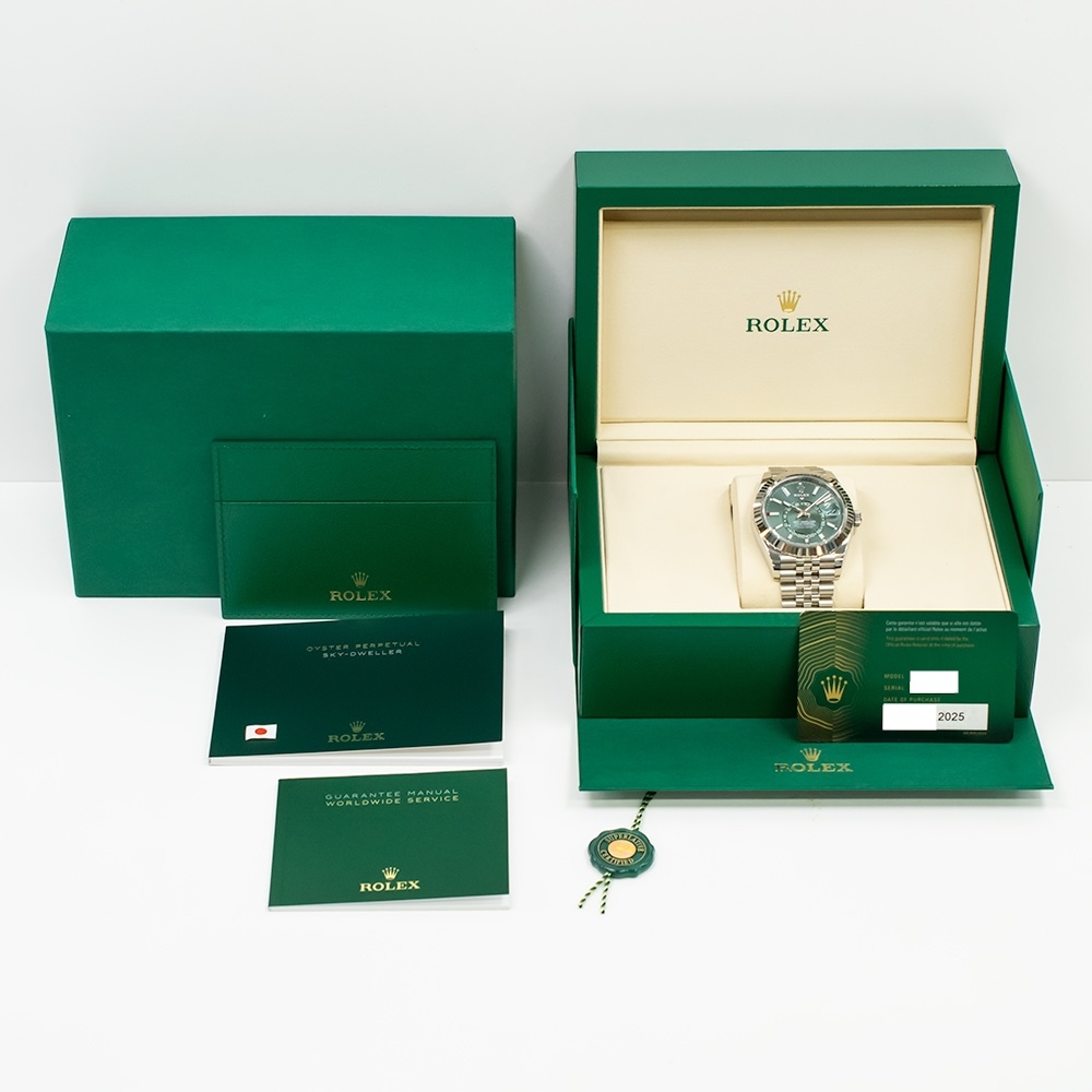 Rolex Sky-Dweller Stainless Steel and White Gold Mint Green Stick Dial 336934