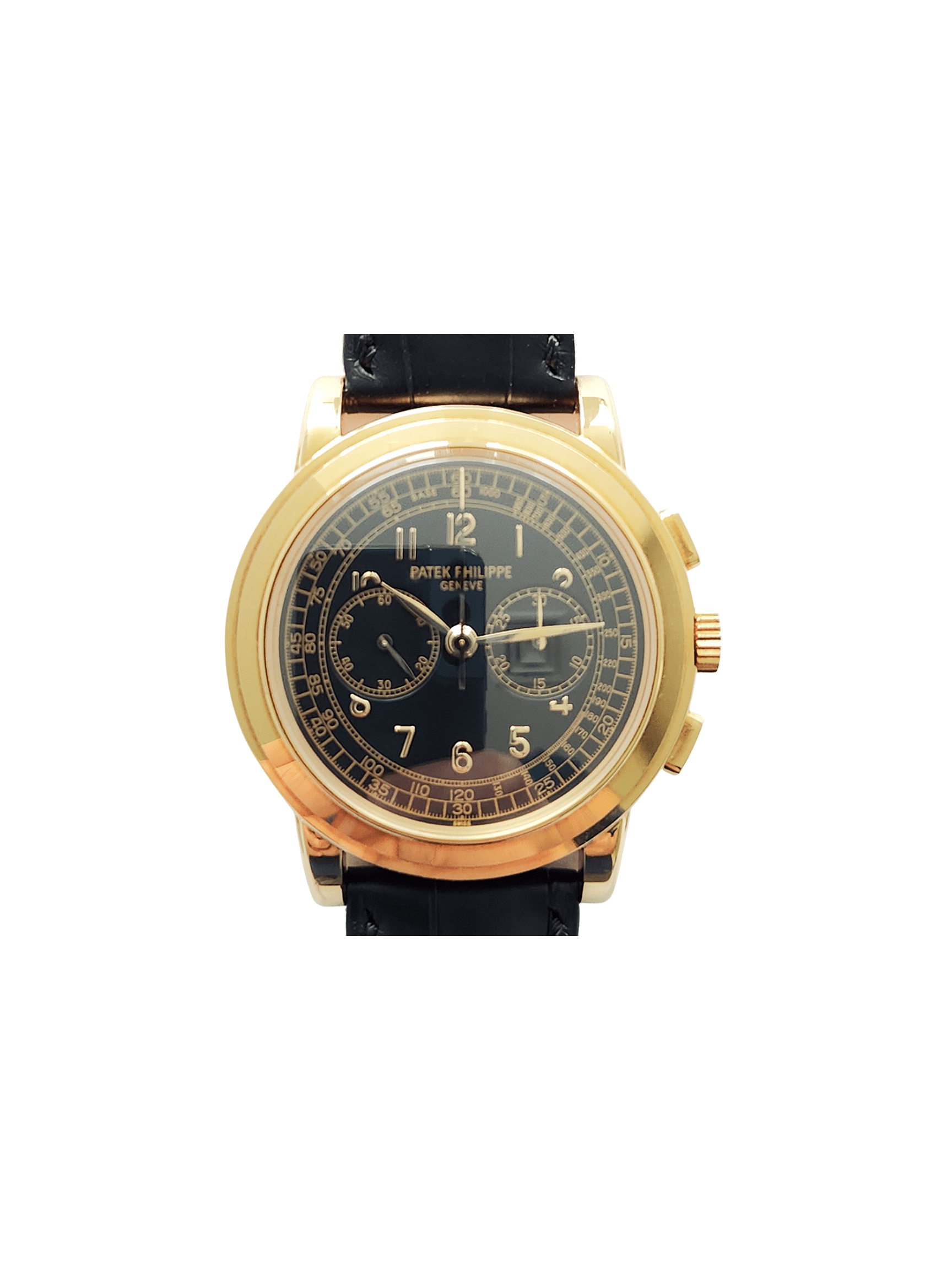 Patek Philippe Complication Chronograph Yellow Gold Black Arabic Dial 5070J-001