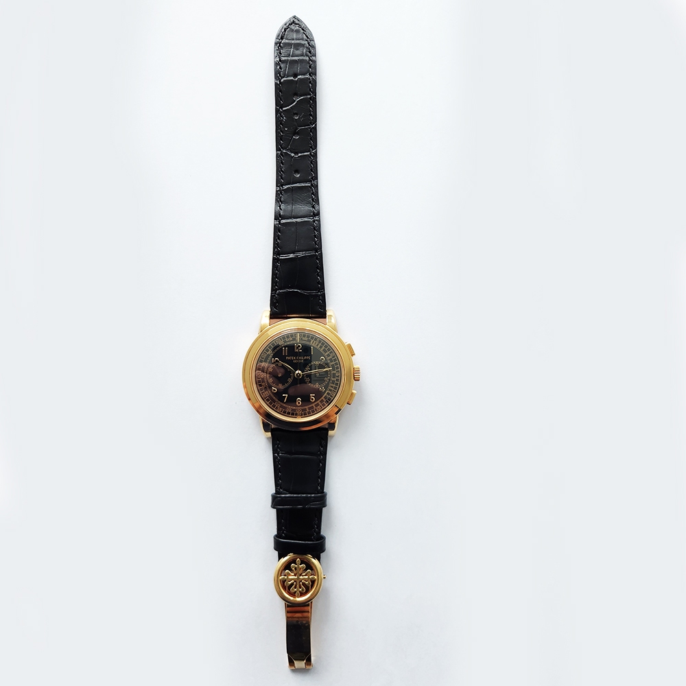Patek Philippe Complication Chronograph Yellow Gold Black Arabic Dial 5070J-001