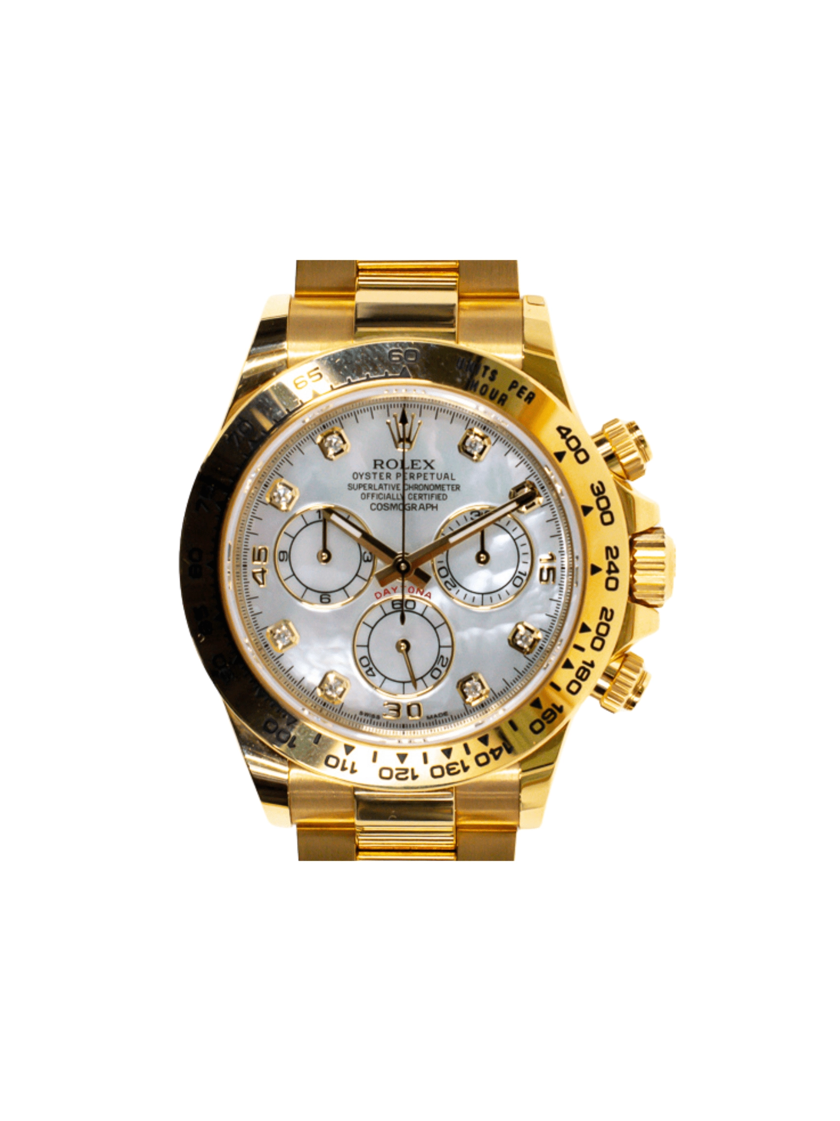 Rolex Daytona Yellow Gold White MOP Diamond Dial 116508NG