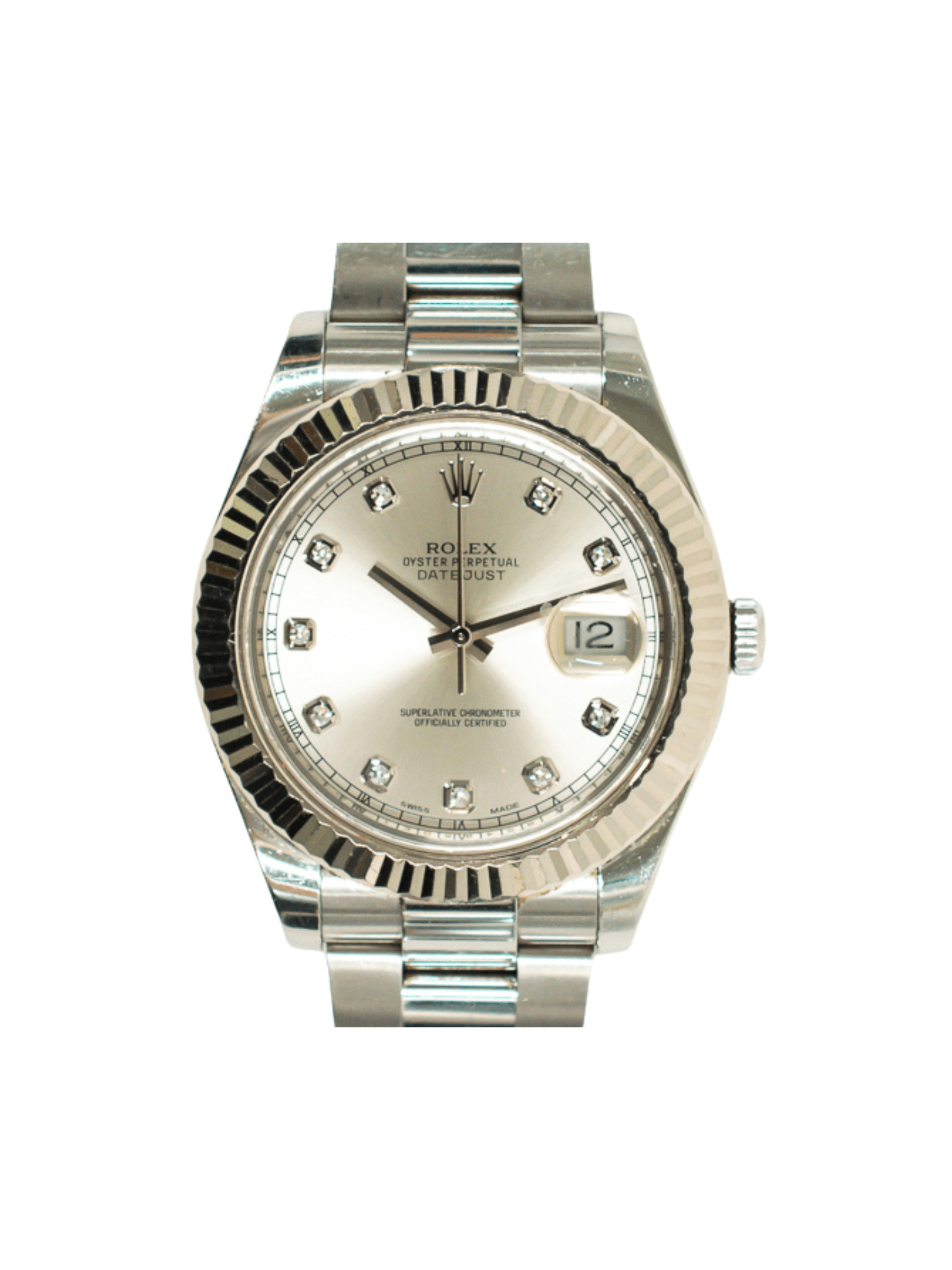 Rolex Datejust II Stainless Steel and White Gold Silver Diamond Dial 116334