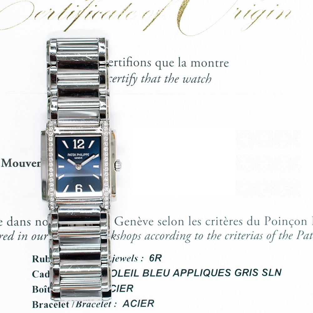 Patek Philippe Twenty~4 Stainless Steel Diamond Bezel Blue Dial 4910/1200A-001