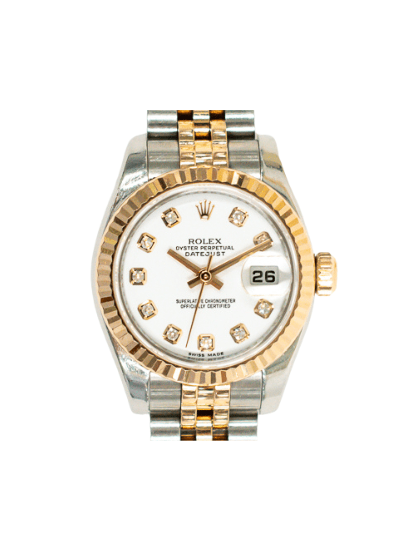 Rolex Lady-Datejust Rose Gold and Stainless Steel White Diamond Dial 179171G